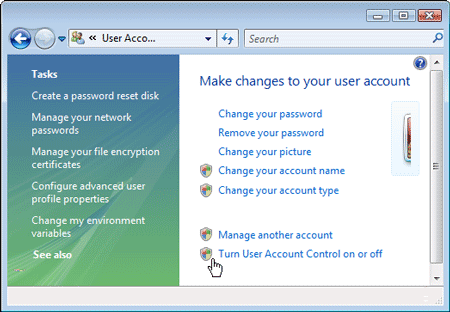 Turning Off UAC (User Account Control)