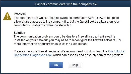 QuickBooks Firewall Error Message