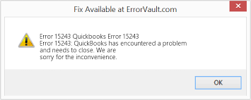 QuickBooks Update Error 15243 Error Message