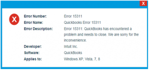 Quickbooks error 15311 error message